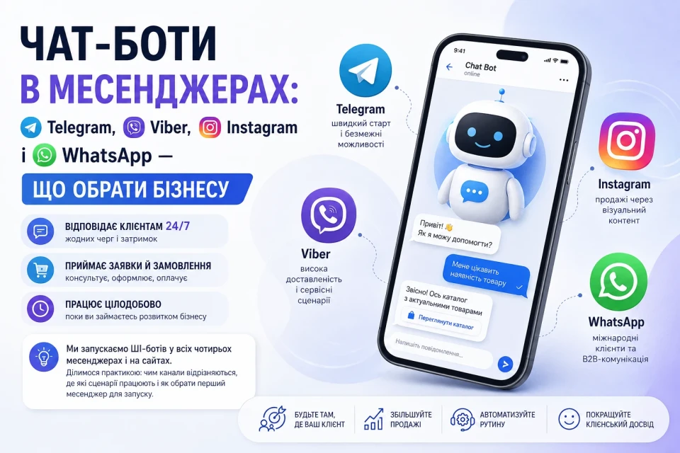 Чат-боти в месенджерах: Telegram, Viber, Instagram і WhatsApp — що обрати бізнесу